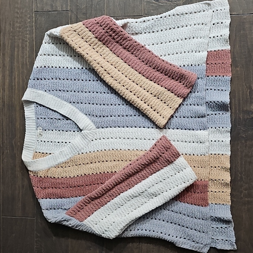 POL Chunky Knit Striped Colored Block Chenille Sweater Size Large - Picture 5 of 6